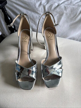 Sam Edelman Block Heel Sandal Silver Platform Heels